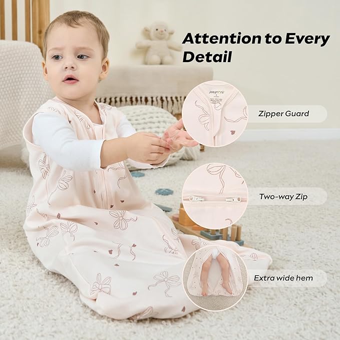 JELLYMONI Baby Sleep Sack 12-18 Months Wearable Blanket for Baby, 100% Cotton 3 Pack Infant Toddler Sleeping Sack Lightweight Soft 2-Way Zipper Sleepsack