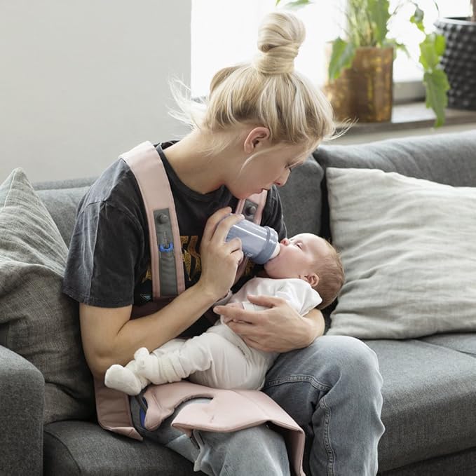 BabyBjörn Baby Carrier Mini, Cotton, Dusty Pink Newborn Carrier (7-25 lbs), Ergonomic, Easy-to-Use