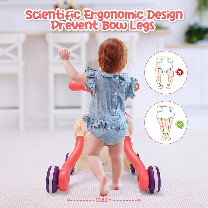 CUTE STONE Baby Walker for Boys Girls, 2 in 1 Sit-to-Stand Learning Walker and Activity Center, Baby Walking Toy, Early Learning Push Toy Gift for Infant