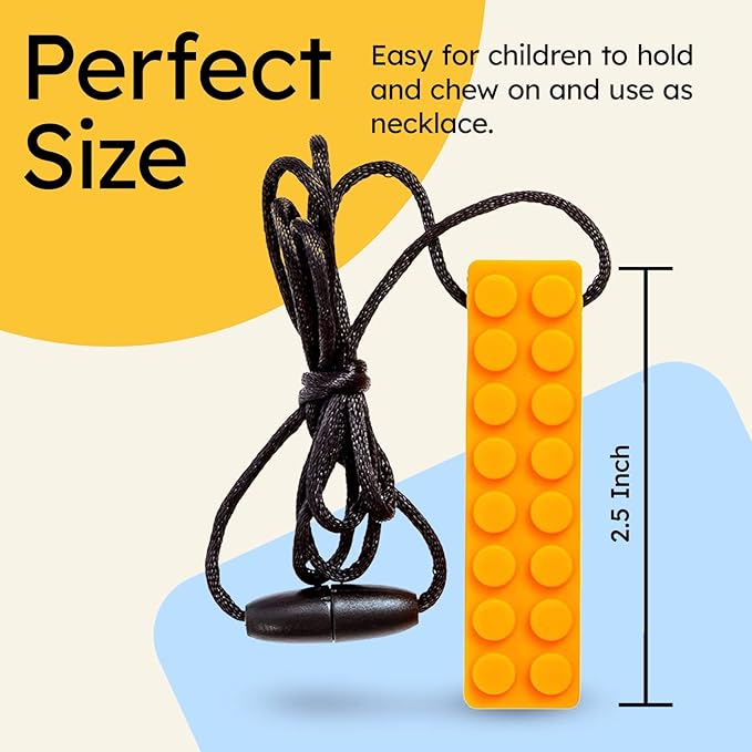 Gafly Sensory Chewing Tool Necklace for Kid's Sensory Integration with Autism and ADHD | Textured Silicone for Teething, and Biting, 2 Pack with Extra Cord and Clasp in Assorted Colors (2 Pack)