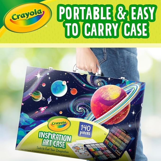 Crayola Inspiration Art Case Coloring Set, 140pc Space Theme – Art Kit for Kids, Crayons, Markers, Pencils, Gift for Boys & Girls, Ages 5, 6, 7, 8 [Amazon Exclusive]