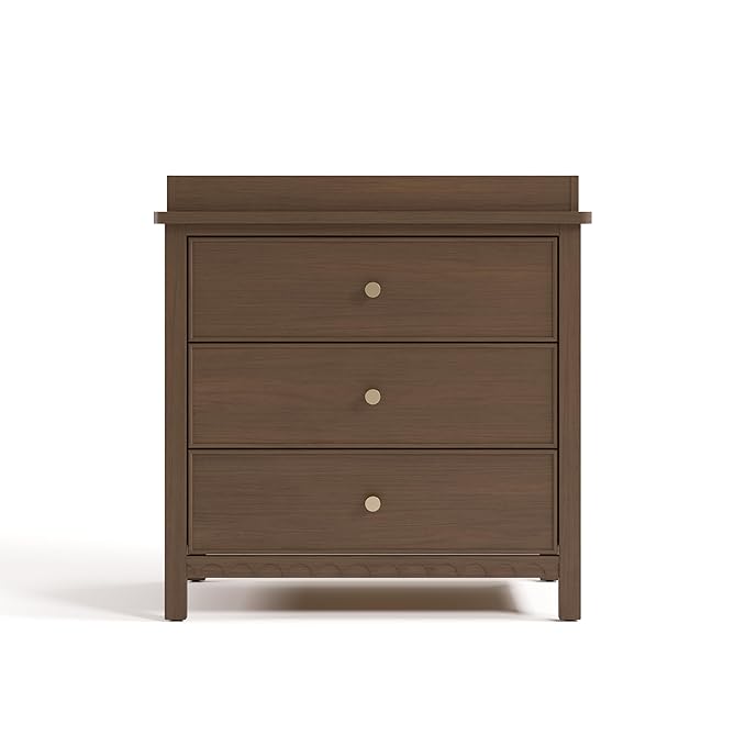 Graco Sasha 3-Drawer Chest with Changing Table Topper (Hazelnut) – GREENGUARD Gold Certified, Nursery Bedroom Wood Chest with Spacious Storage, Interlocking Drawer System, Pre-Installed Tracks