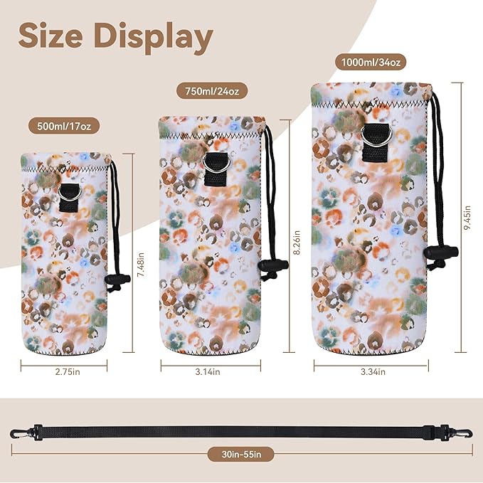 AUPET Water Bottle Bag Carrier,24oz/32oz Insulated Neoprene bottle Sling Holder Case Pouch Cover for 1000ML/750ML Bottles with Shoulder Strap for walking
