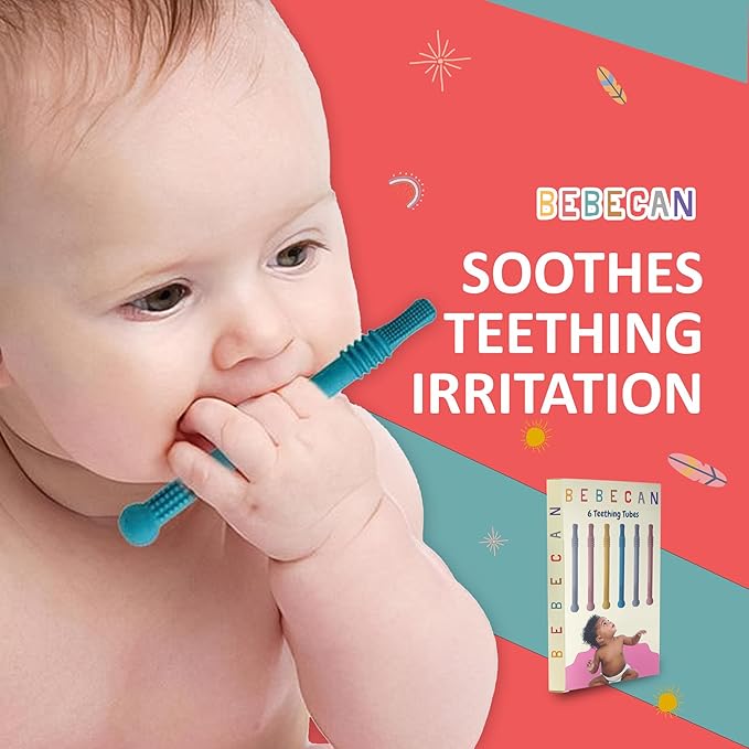 Teething Sticks for Babies 0-36 Months - Super Soft Silicone Teethers in 6 Vibrant Colors, Infant Teething Relief, Multicolored Teething Toys