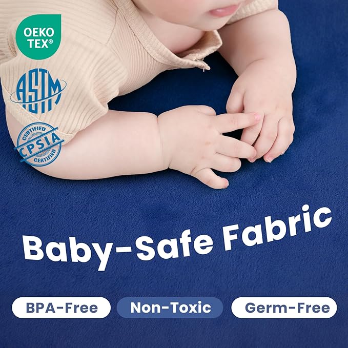 Baby Play Mat for Floor,1.3" Thick Memory foam Tummy Time Mat for Toddlers,Infants,kids,Water-Repellent Soft Nursery Rug ,79"×79" Extra Large Non Slip for Crawling&Yoga,Tatami Style for Living Room(Royal Blue)