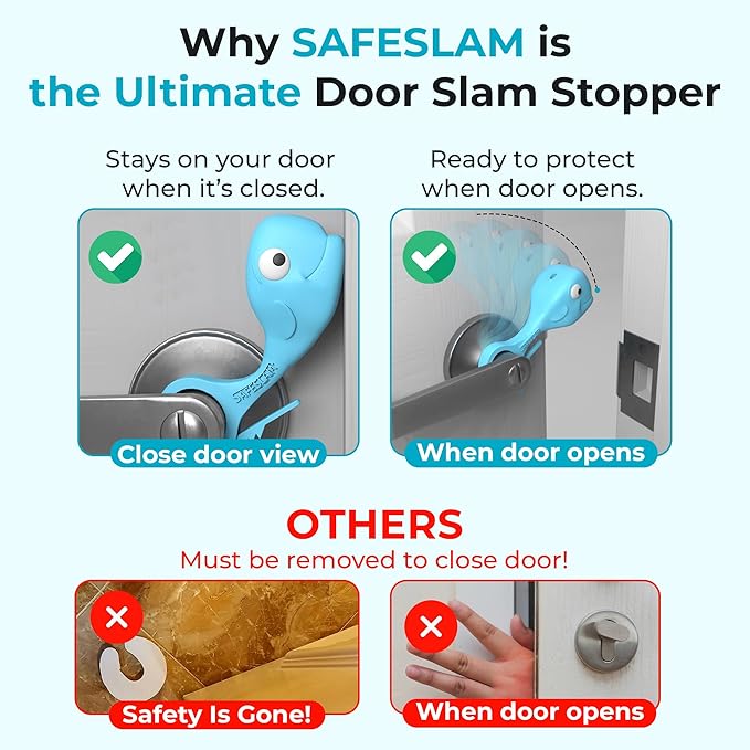 Baby Proofing Door Stopper, Door Pinch Guards Protect Child Fingers & PET Tails. Baby Safety Finger Protectors Prevent Pinch Injuries – Kids and Adults Love Whale Pinch Guard (Blue Pack of 2)