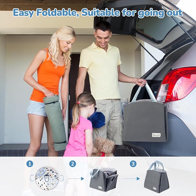 Baby Play Mat Tummy Time Mat with Exclusive Foldable Design, Stage-Based Skill Development Activity Gym Mat, Machine Washable Play Mat for Baby Girl with Gift Package