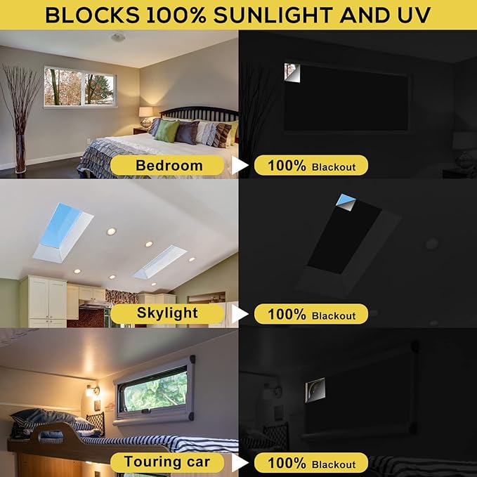 Portable Blackout Shades (157" x 57") Travel Window Blackout Curtains, 100% Blackout Material Temporary Blackout Blinds for Baby Nursery, Bedroom, Dorm Room, or Travel Use