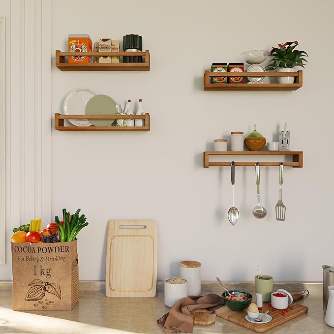 Heimlove Nursery Floating Shelves, Nursery Book Shelves for Wall, 16 inch Wall Bookshelf for Kids Solid Wood Wall Mounted Shelves for Books,Toys and Decor Storage, Set of 2