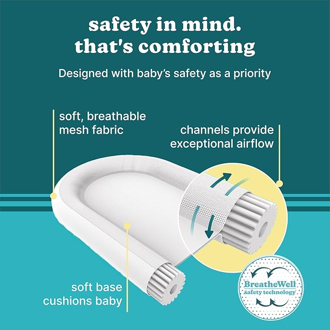MyBaby 3-in-1 Calming Baby Cushion, Soothing Comfort for Newborns & Infants, Snuggling Sensation, Sound and Vibration, Designed for Safety, Rechargeable & Machine-Washable, by Homedics, Coral