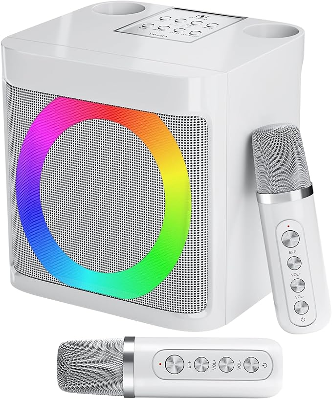 Karaoke Machine for Kids Adults - Portable Bluetooth Speaker with 2 Wireless Microphones, Singing Machine for Party, Birthday Gifts for Girls Boys Ages 4, 5, 6, 7, 8, 9, 10, 11, 12+ Years Old