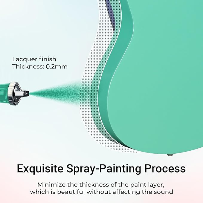 ADM Beginner Acoustic Classical Guitar 38 Inch Nylon Strings Wooden Guitar Bundle Kit for Kid Boy Girl Student Youth Guitarra Online Lessons with Gig Bag, Strap, Tuner, Strings, Cyan Green