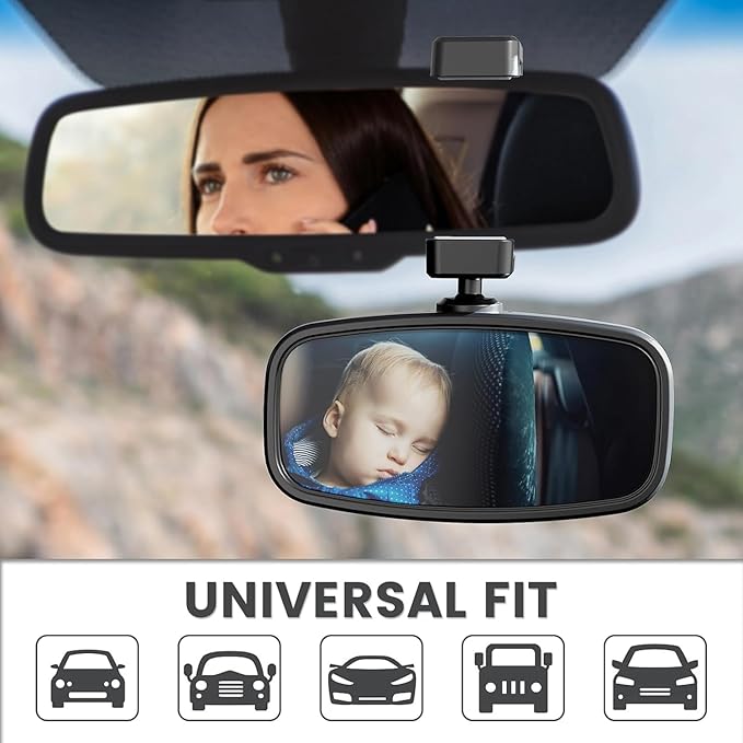360-Degree Baby Car Mirror for Rear-Facing Seats,Kids Safety Mirrors with Tool-Free Installation,Kids Rear View Mirror BPA-Free Shatterproof & ASTM Certified (Adjustable 14"-22") (1 pack)