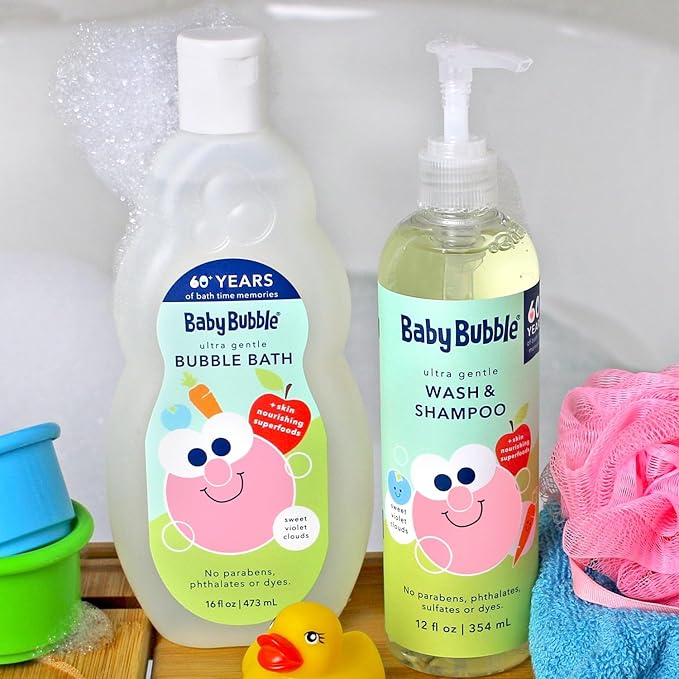 Mr. Bubble Baby Bubble Ultra Gentle Bubble Bath, Sweet Violet Clouds Scent, 16 oz., Pack of 2