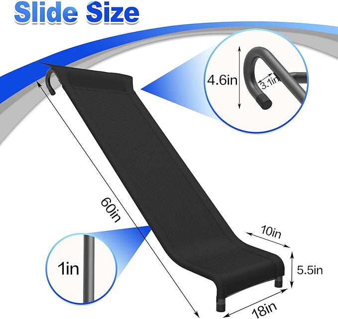 Universal Trampoline Ladder Slide kit, 3 Steps Wide Step for Trampoline, Trampoline Accessories Slide with Buffer Section for Children Kids