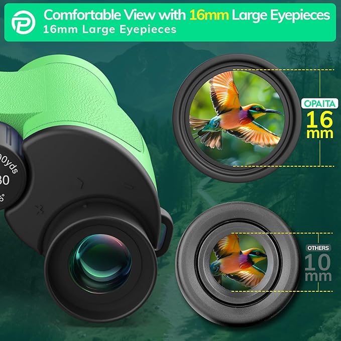 Compact Binoculars for Adults High Powered - OPAITA 20x32 Small Binoculars for Adults Kids with Low Light Vision for Hunting Cruise Ship Travel Concert Hiking Light Green
