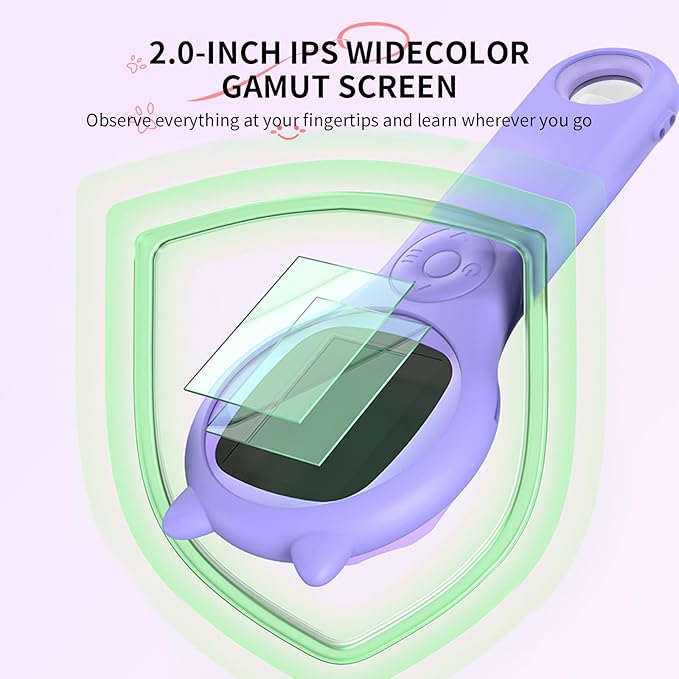 Microscope for Kids - Mini Pocket Handheld Microscope for Toddlers-STEM Educational Science Kit Toys for Christmas Birthday Gifts Toys for 5 6 7 8 9 10 11 12 Year Old Girls（Purple）