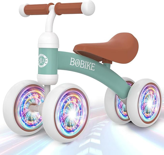 Baby Balance Bike Toys for 12-36 Months Kids Toy Boy and Girls Gifts Toddler Best First Birthday Gift Children Walker No Pedal Infant 4 Wheels Bicycle (Colorful, Green-Light)