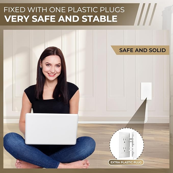 Outlet Concealer Power Strip-Outlet Cover Extender with 3AC Outlets-8ft Flat Plug Extension Cord,Universal Size,1625W for Kitchen, Home and Office,Child & Pet Safe(8 Foot)