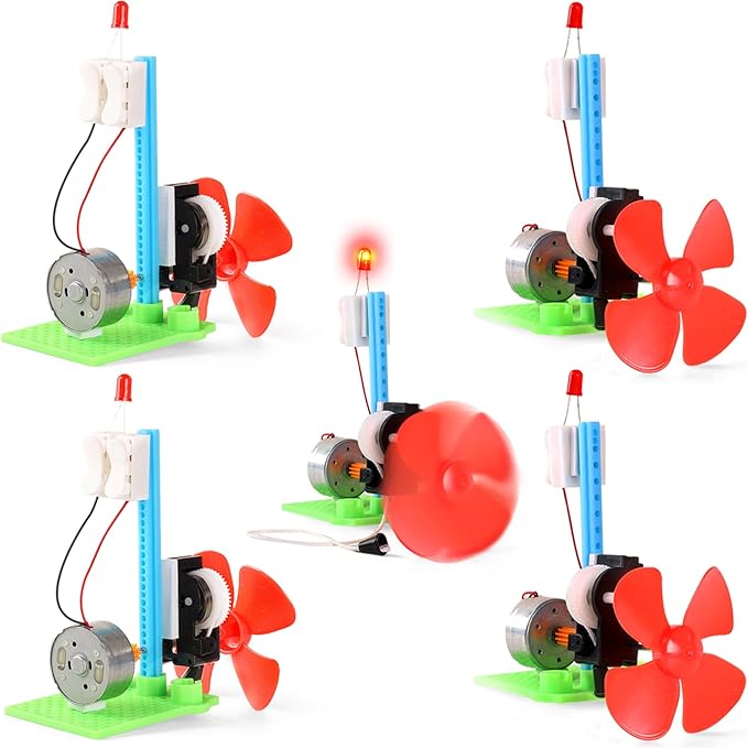 5 Bulk STEM Generator Kits for Kids, DC Motor Science Experiments, Engineering Building Projects Activities STEAM Toys, Class Educational Learning Classroom Activity, Free Energy Hand Generators Kit