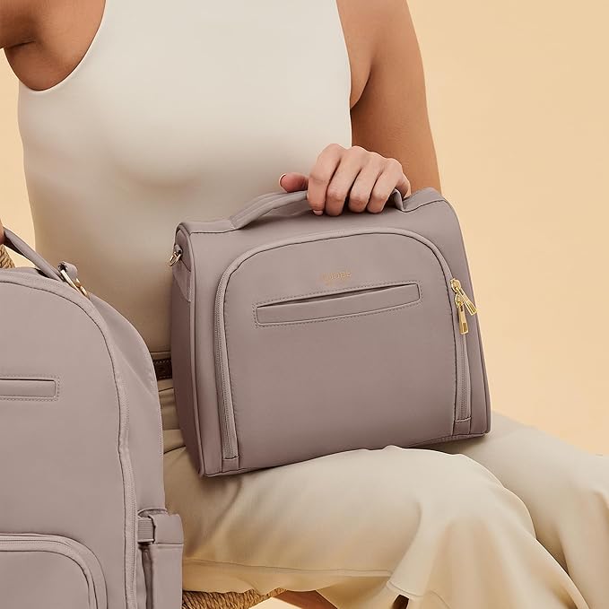 JuJuBe New Insulated Bottle Bag, Breastmilk Storage Bag for Baby Bottles, Insulated Waterproof Lunch Bag or Cooler Bag for Nursing, Milk, Food, Baby Formula, Snacks, Daycare, Taupe, Mother's Day Gift