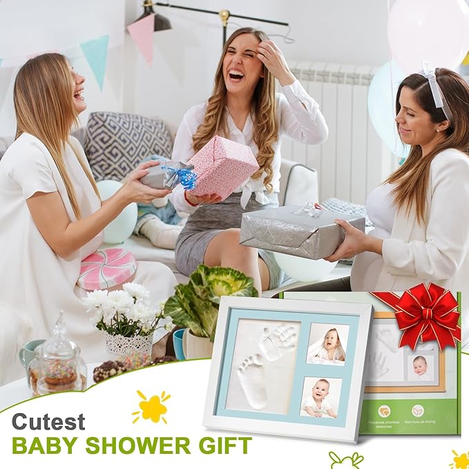 Baby Footprint and Handprint Clay Kit,Baby Hand and Footprint Kit,Clay Handprint Keepsake Frame,Newborn Keepsake Frame,Newborn Essentials Must Haves(black)