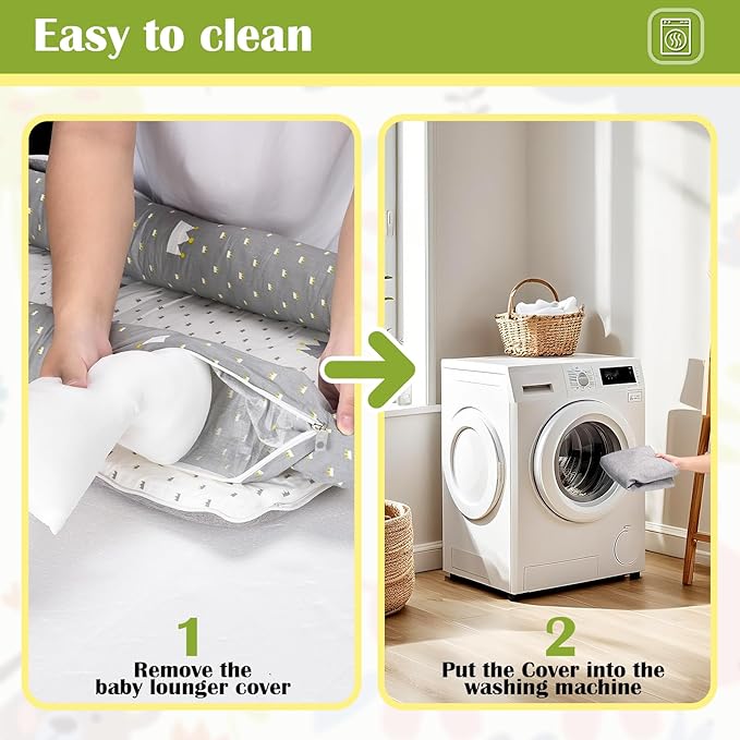 Baby Lounger for Newborn Portable Bag,Baby Play Mat Tummy Time with Strap,Awake-Time Pad Newborn Lounger Adjustable to 0-24 Months Home Travel(Ghostly Grass from Birth)