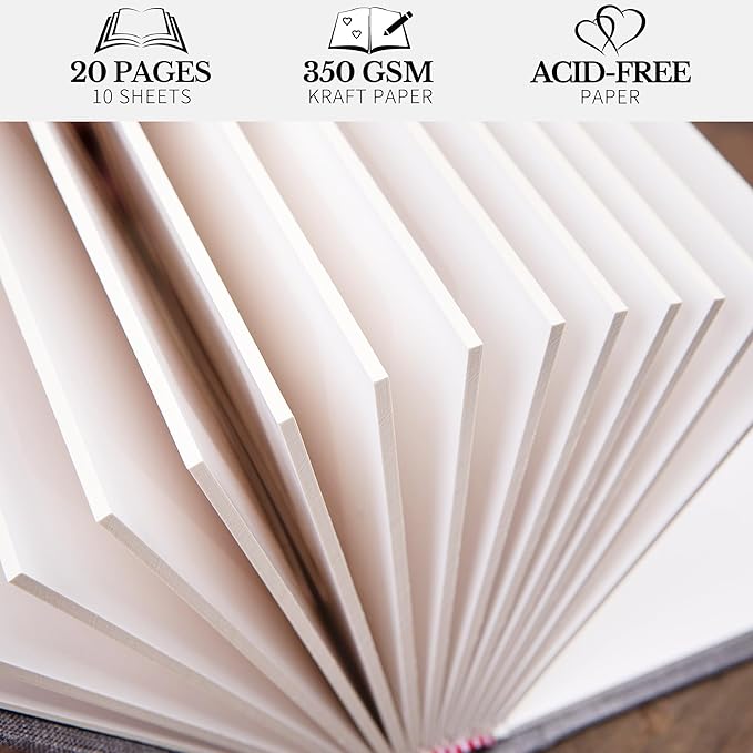 Photo Album 5x7 with Writing Space Linen Cover 5x7 Photo Album Book Holds 20 Photos Ideal for Wedding Theme-Album and Baby Photo Albums (Black,20 Pockets)