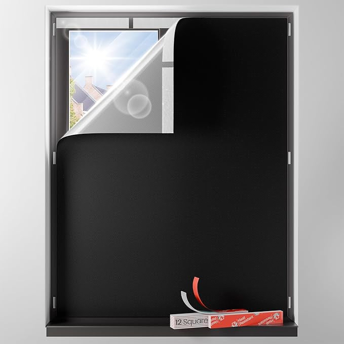 Sumobaby Blackout Curtains for Bedroom Portable 61"x63",No Drill Blackout Shades with Upgraded Hook&Loop Tapes,100% Black Out Window Cover,Thermal Insulated Blinds for Bedroom,Nursery(1 Panel,Black)