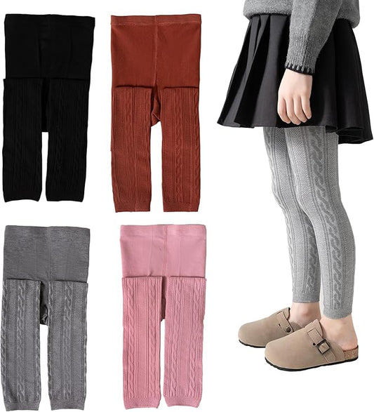 Girls Leggings for Little Girls, 2 Pack Toddler Girl Pants Leggings for Baby Tights Knitted Multi-Colors 2-9 Years