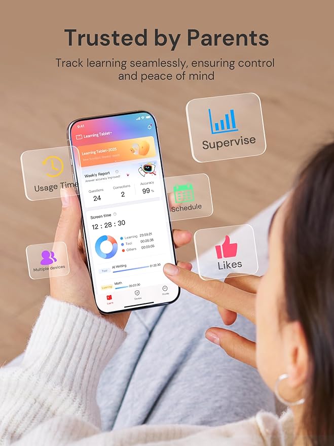 AI Kids Tablet with Scanner - 50000+ Content AI Tutor Learning Tablet with ELA, Math, ABC, Word, Read, Phonics, STEM for Homeschooler Educational Study for PreK - G6 (TalPad T100 with Keyboard)
