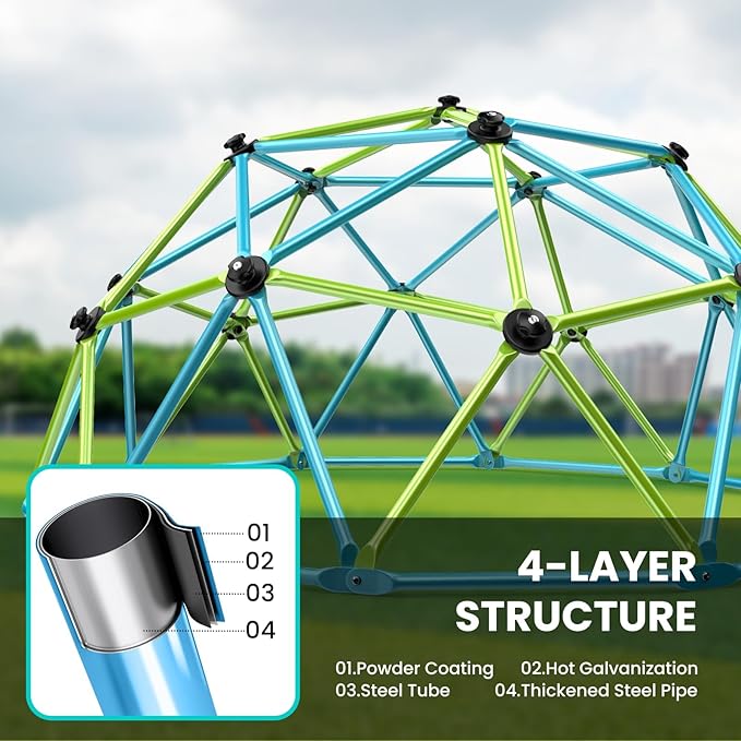 Easyego Climbing Dome, 10FT Jungle Gym with Swing for Kids 3 to 10 Outdoor Play Equipment, Supports 800lbs Toddler Play Set, Anti-Rust & Easy Assembly, Gift for Boys Girls