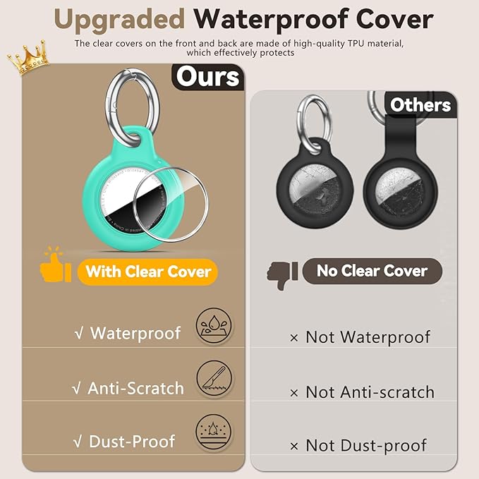Upgrade Waterproof Airtags Holder with Apple Airtags Keychain, Hard PC Air Tag Case, Anti-Scratch & Shock Air tag Holder,Men's Women's Keyrings & Keychains, for Dog,Car Key,Luggage -Mint Green
