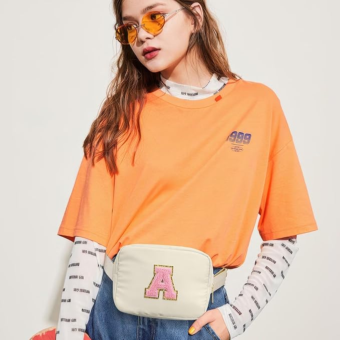 YOOLIFE Birthday Gifts for 3 4 5 6 7 8 9 10 11 12 13 Year Old Girls, Trendy Stuff Gifts for Teen Girls Kids, Initial Crossbody Bag Belt Bag for Women, Beige J