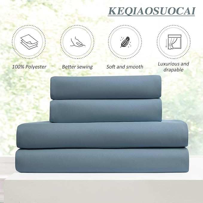 KEQIAOSUOCAI Pinch Pleated Patio Sliding Door Curtains 102 Inch Length, Blackout Room Divider Curtain Drapes for Living Room Dining Room French Door(Dusty Blue, 100 Inch Wide per Panel, 2 Panels)