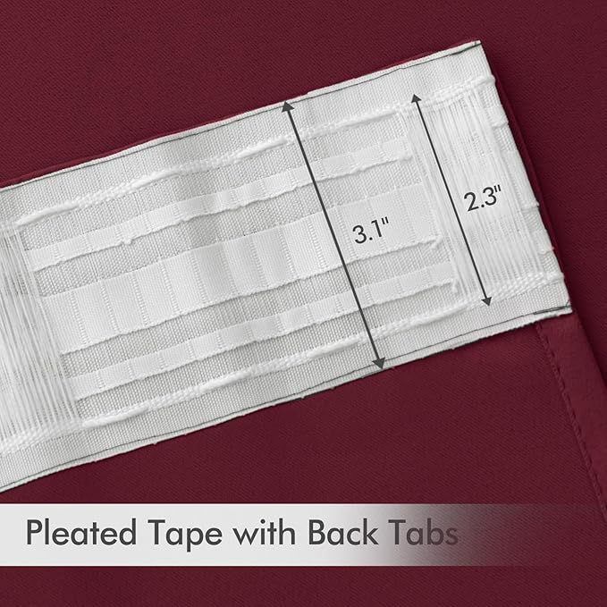 MIULEE Wine Red Back Tab Blackout Curtains 84 Inch Length 2 Panels Set for Living Room Bedroom Privacy, Rod Pocket/Pinch Pleat Thermal Insulated Room Darkening Pleated Light Blocking Drapes