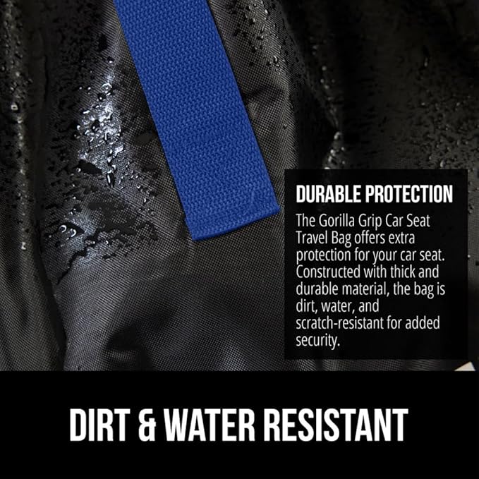 GORILLA GRIP Car Seat Travel Bag for Airplane Gate Check, Easy Carry Padded Backpack Bags Cover Carseats, Infant Baby Carriers and Toddler Booster Seats for Airport, Child Air Travels Essential, Blue