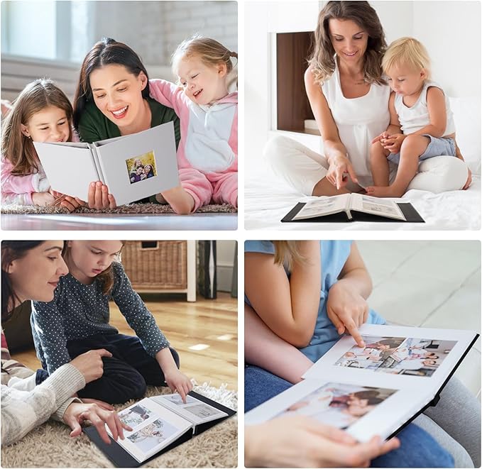 RECUTMS Photo Album Self Adhesive Magnetic Scrapbook 4x6 5x7 8x10 Pictures Scrapbook Album, 40 Pages Photo Book for DIY Baby Family Wedding with Metal Pen and Plastic Board (Purple)