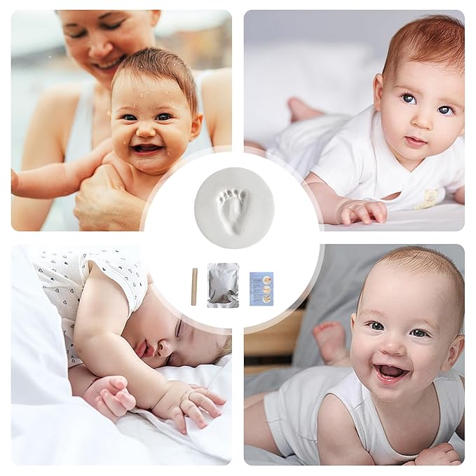Footprint Kit – Baby Handprint & Dog Paw Print Mold Kit with Food Grade Clay, Safe and Easy Memory Keepsake for Kids and Pets, Food Grade Clay for Baby Footprint,