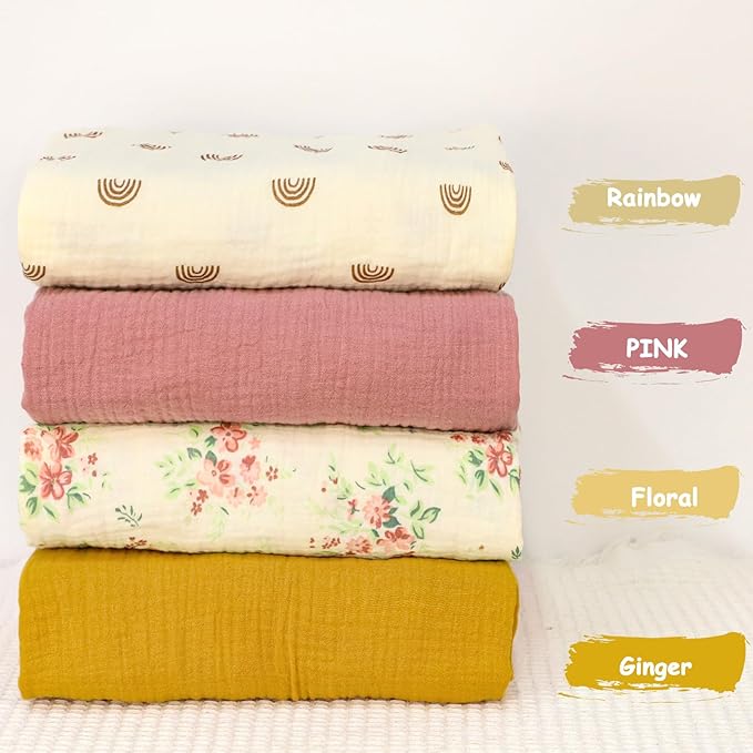 Hooyax Baby Lounger Cover 2 Pack - 100% Muslin Cotton Newborn Lounger Pillow Covers Only, Soft Breathable Infant Lounger Cover with Reinforced Stitching, Fits Most Standard Baby Loungers (Floral)