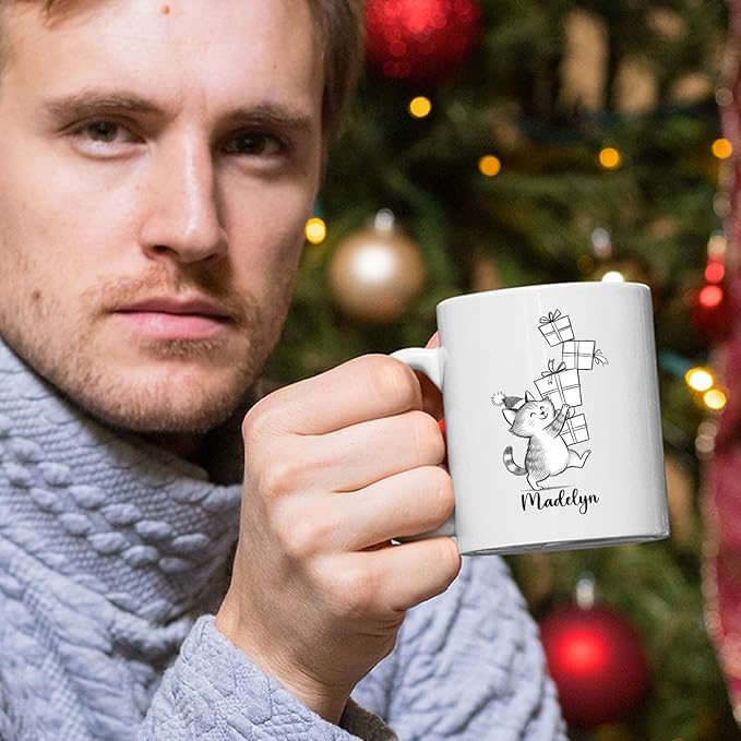 Customized Name Cat Lover Ceramic Mug Gift For Cat Mom/Dad/Family/Friends, Personalized Cats Coffee Mug 11 15Oz, Cute Cats White Accent Cup Gift For Birthday Christmas Thanksgiving, Animal Teacup