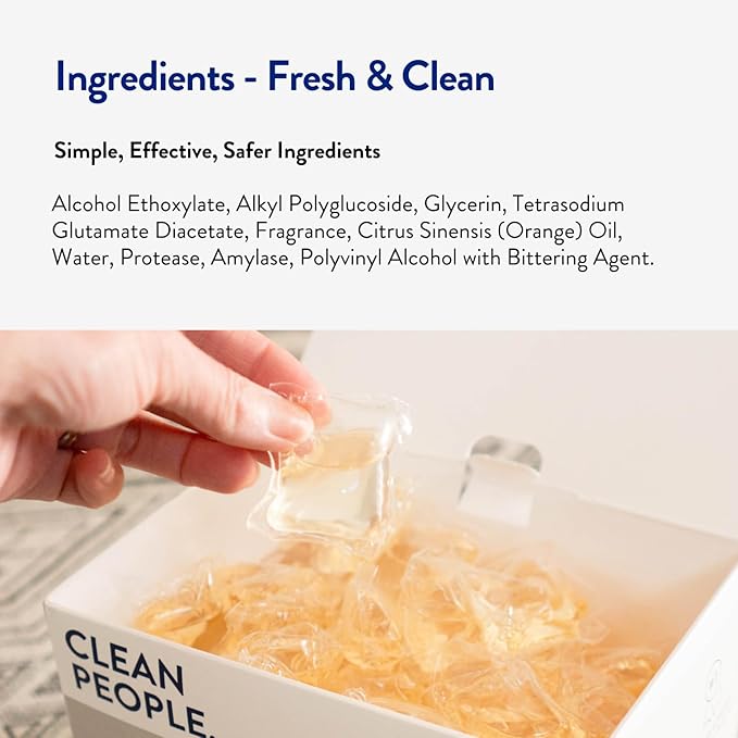 The Clean People Laundry Detergent Pods - Hypoallergenic Laundry Pods - Ultra Concentrated, Recyclable Packaging, Stain Fighting - Fresh Scent, 32 Pack