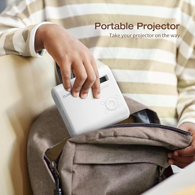 Mini Projector, CLOKOWE 2024 Upgraded Portable Projector with 9000 Lux and Full HD 1080P, Movie Projector Compatible with iOS/Android Phone/Tablet/Laptop/PC/TV Stick/Box/USB Drive/Game Console