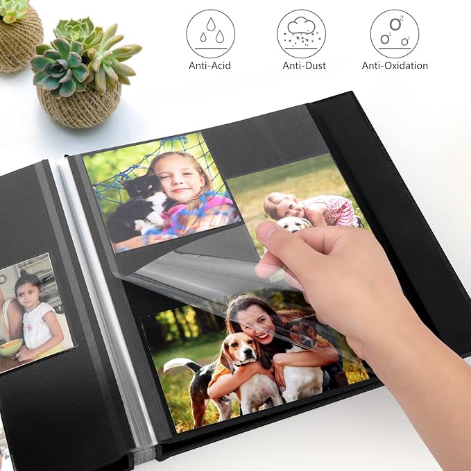 Zesthouse Photo Album Self Adhesive Pages, 60 Pages Magnetic Scrapbook Albums with Sticky Page,Photos Album Holds 8x10 & 5X7 & 4x6 & 6x8 & 3x5, Large Picture Book Ideal for Family,Wedding,Baby