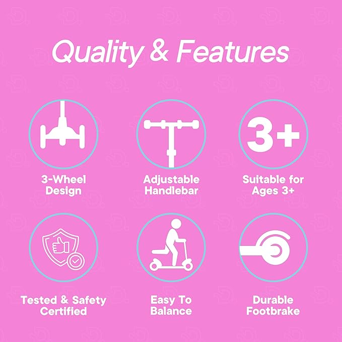 Candy 3 Wheel Scooter with Seat for Kids – Light-Up LED Wheels, Adjustable Handlebar and Seat, Smooth PU Wheels, Wide Anti-Slip Deck, Rear Foot Brake – Toddler Outdoor Toys for Ages 2+