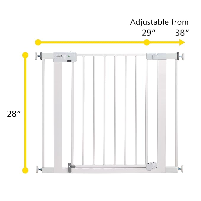 Safety 1st Easy Install Baby Gate for Doorways, Auto-Close Pressure-Mounted Magnetic Latch, Indoor Dog Gates, No Drilling, Fits 29"-38", Black