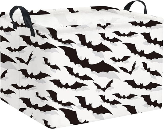 HIYAGON Rectangular Batman Basket Kids Storage Basket Kids Baby Nursery Basket for Boys Bat Room Decor Cute Toy Storage Organizer Bins Bedroom(Bats)