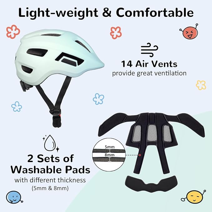 Toddler/Kids Bike Helmet, Adjustable and Multi-Sport, from Infant to Schoolchild, 2 Sizes