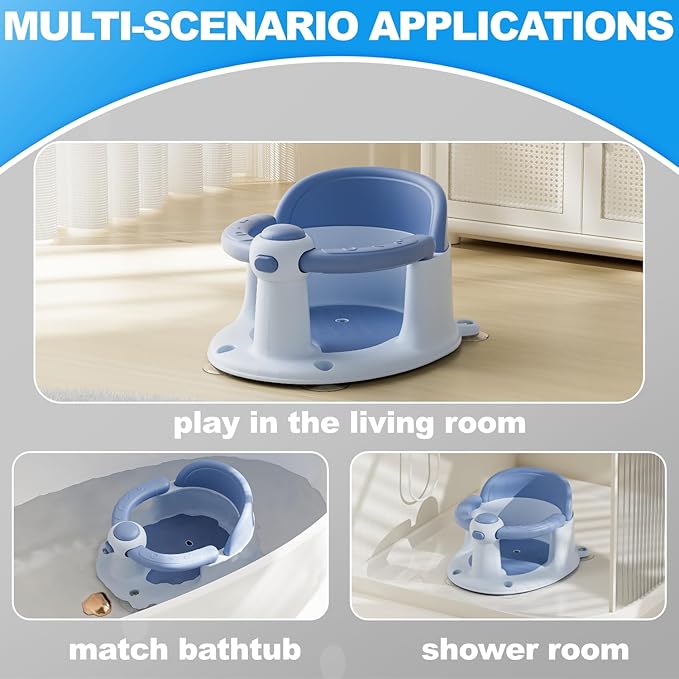 Baby Bath Seat, Baby Bath Seat for 6 Months & Up, Baby Bathtub Seat with Secure Suction Cups, Non-Slip Infant Bath Seat,Blue