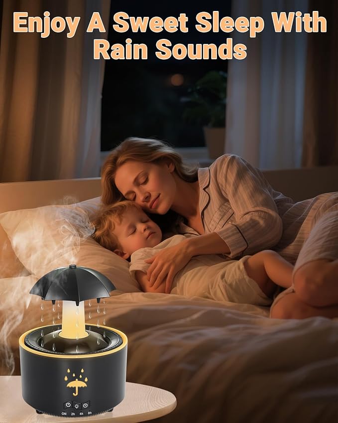 Aesthetic 2-in-1 Humidifier Oil Diffuser with Rotating Raindrop & 7 LED Mood Lights,Cool Mist Humidifier Quiet Variable Mist for up to 24 Hrs,Easy to Fill & Clean, Auto Shut-Off